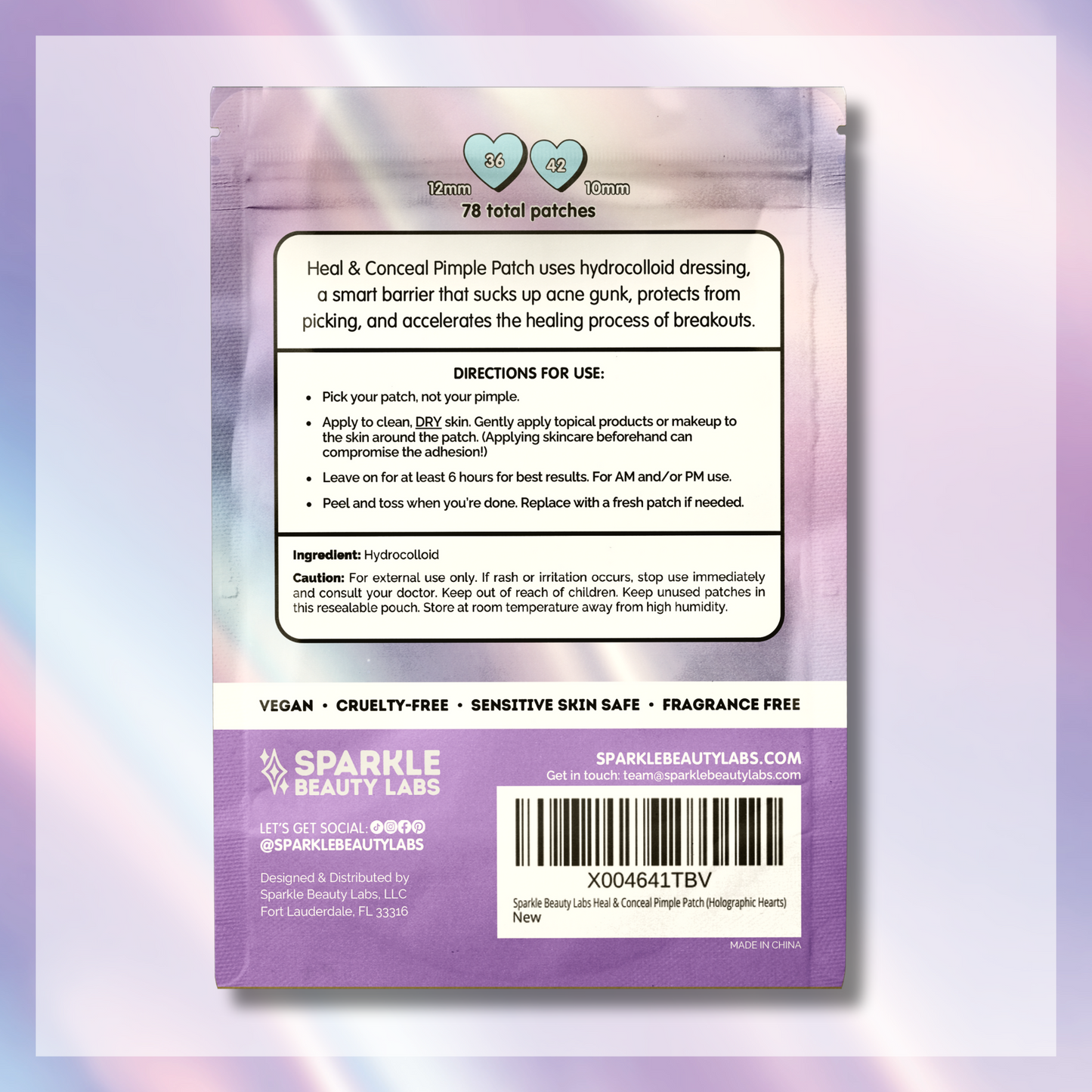 Heal & Conceal Pimple Patch 💜 Holographic Hearts (78 count)