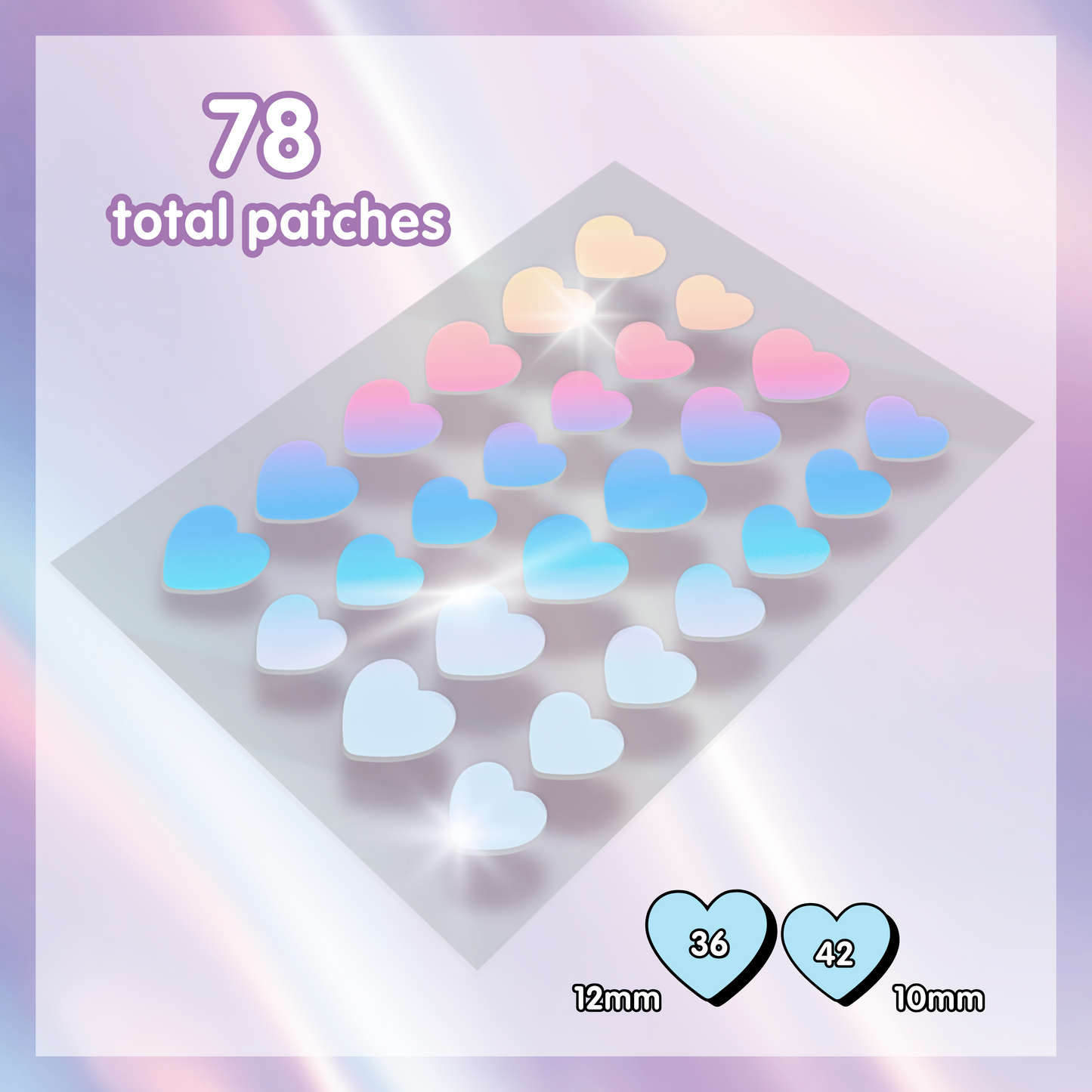 Heal & Conceal Pimple Patch 💜 Holographic Hearts (78 count)