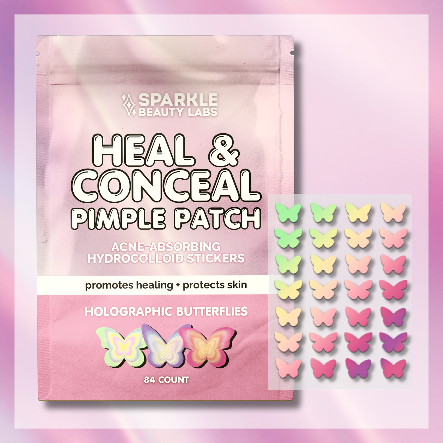 Heal & Conceal Pimple Patch 🦋 Holographic Butterflies (84 count)