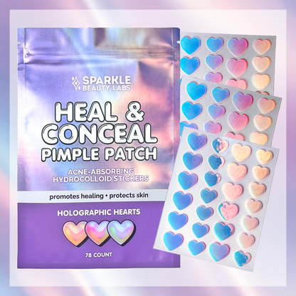 Heal & Conceal Pimple Patch 💜 Holographic Hearts (78 count)