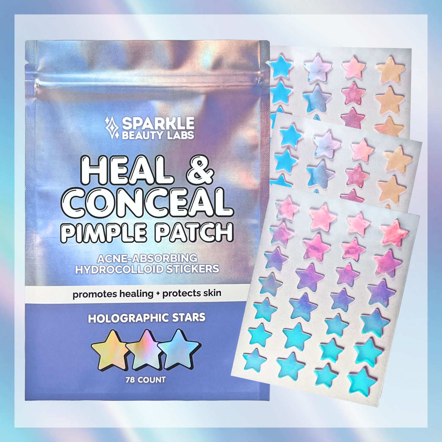 Heal & Conceal Pimple Patch ⭐️ Holographic Stars (78 count)